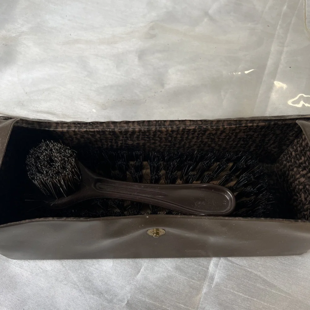 Vintage Empire Shoe Brush Brushes Lot of 2‎ & Vinyl Case - Made in The USA